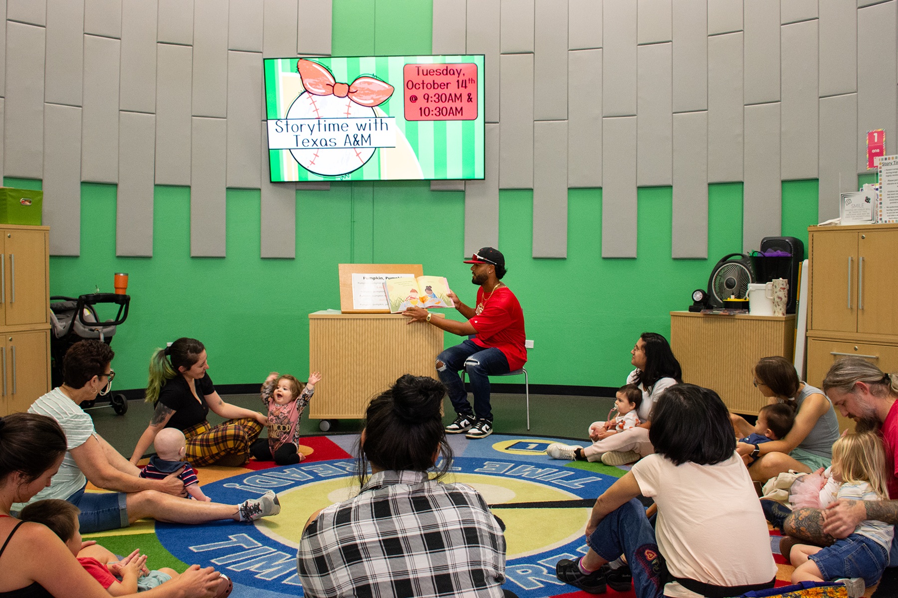 A&M-Victoria baseball players read to children at Victoria Public Library